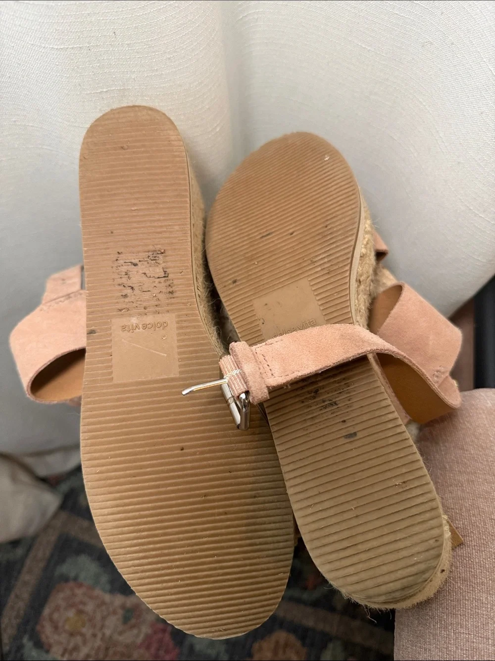 Dolce Vita Blush Suede Espadrille Wedge Sandals